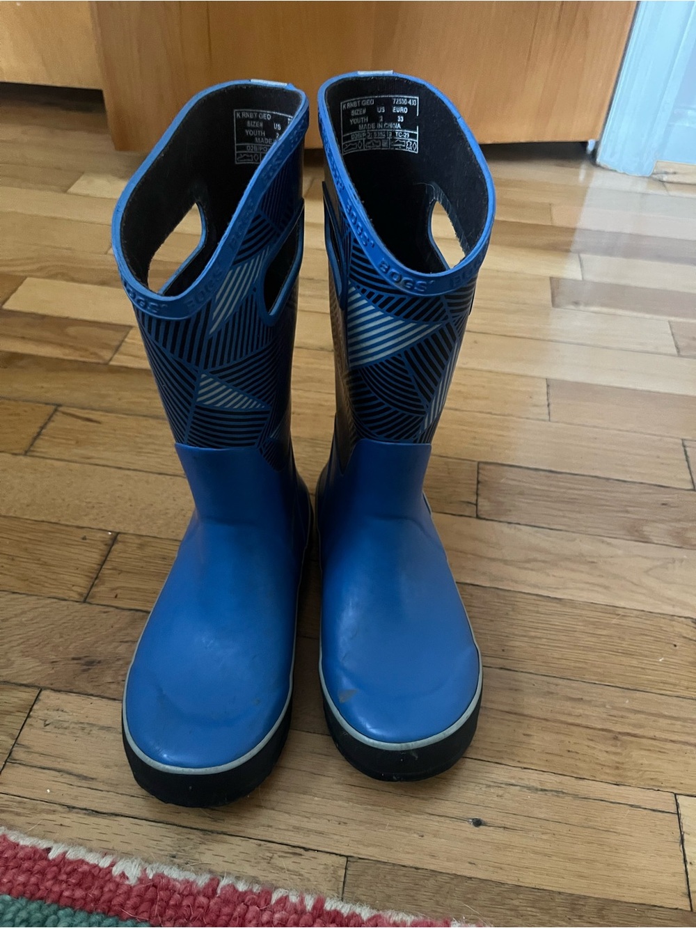 Bogs Kids Blue & Black Geometric Rain Boots